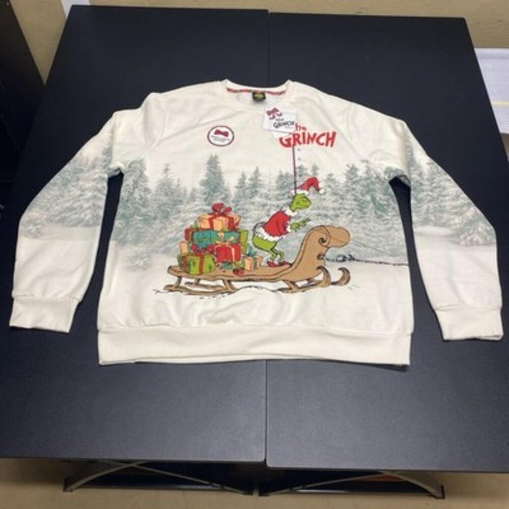 NWT The Grinch Dr. Seuss Graphic Print Christmas Crewneck Sweatshirt! Size XL